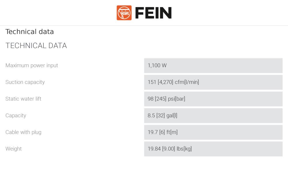 FEIN Turbo II HEPA Vacuum/Dust Extractor Set ;