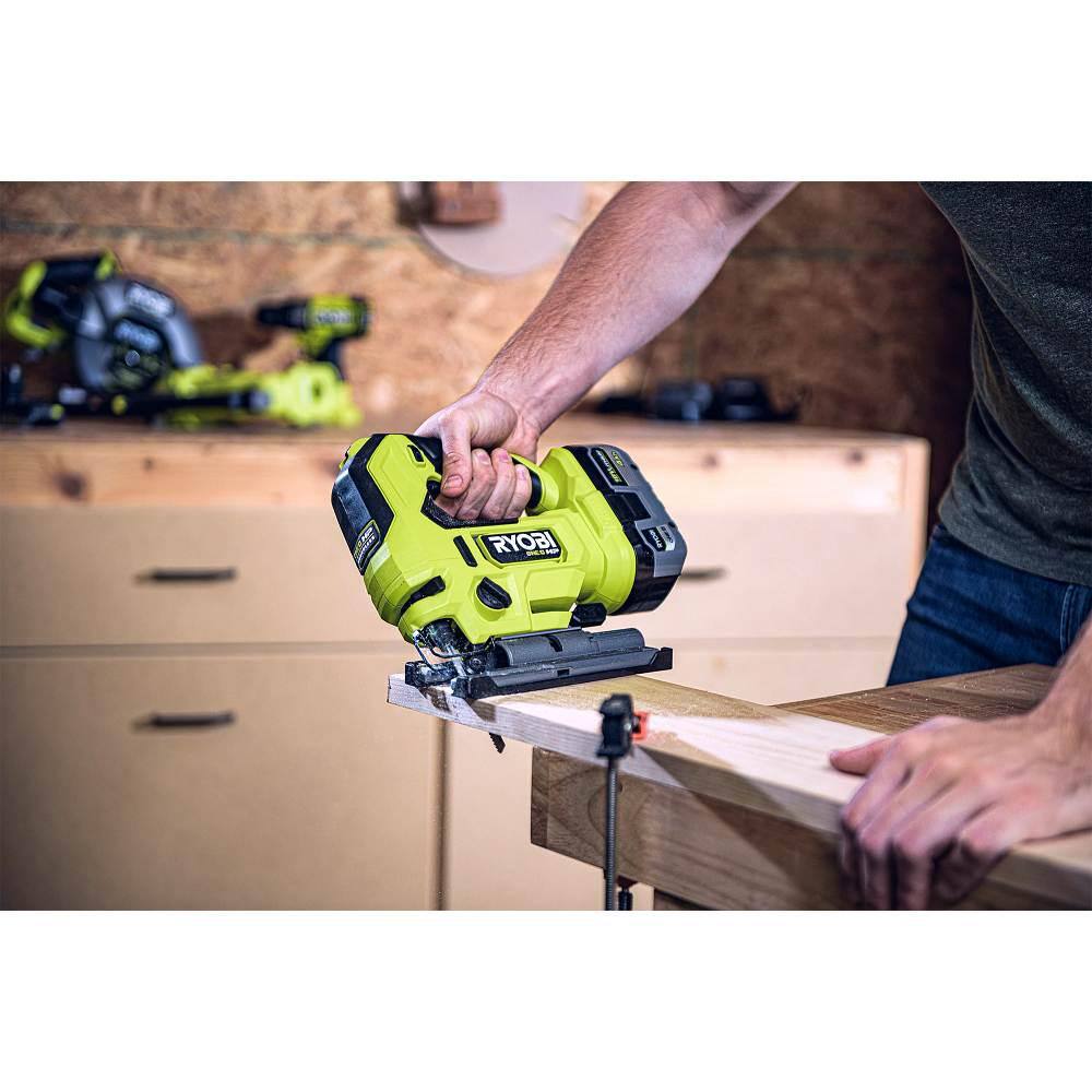 RYOBI ONE+ 18V Lithium-Ion 2.0 Ah 4.0 Ah and 6.0 Ah HIGH PERFORMANCE Batteries and Charger Kit w HP Brushless Jig Saw PSK007-PBLJS01B