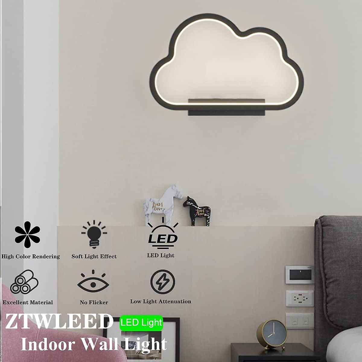 20w Led Indoor Wall Light，cloud Shape，tricolor Dimmable，ra85(black)