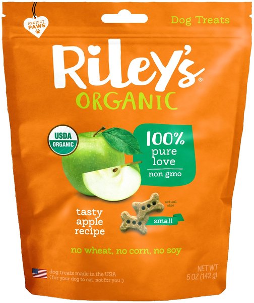 Riley's Organic Tasty Apple Bone Dog Treats， 5-oz bag， Small