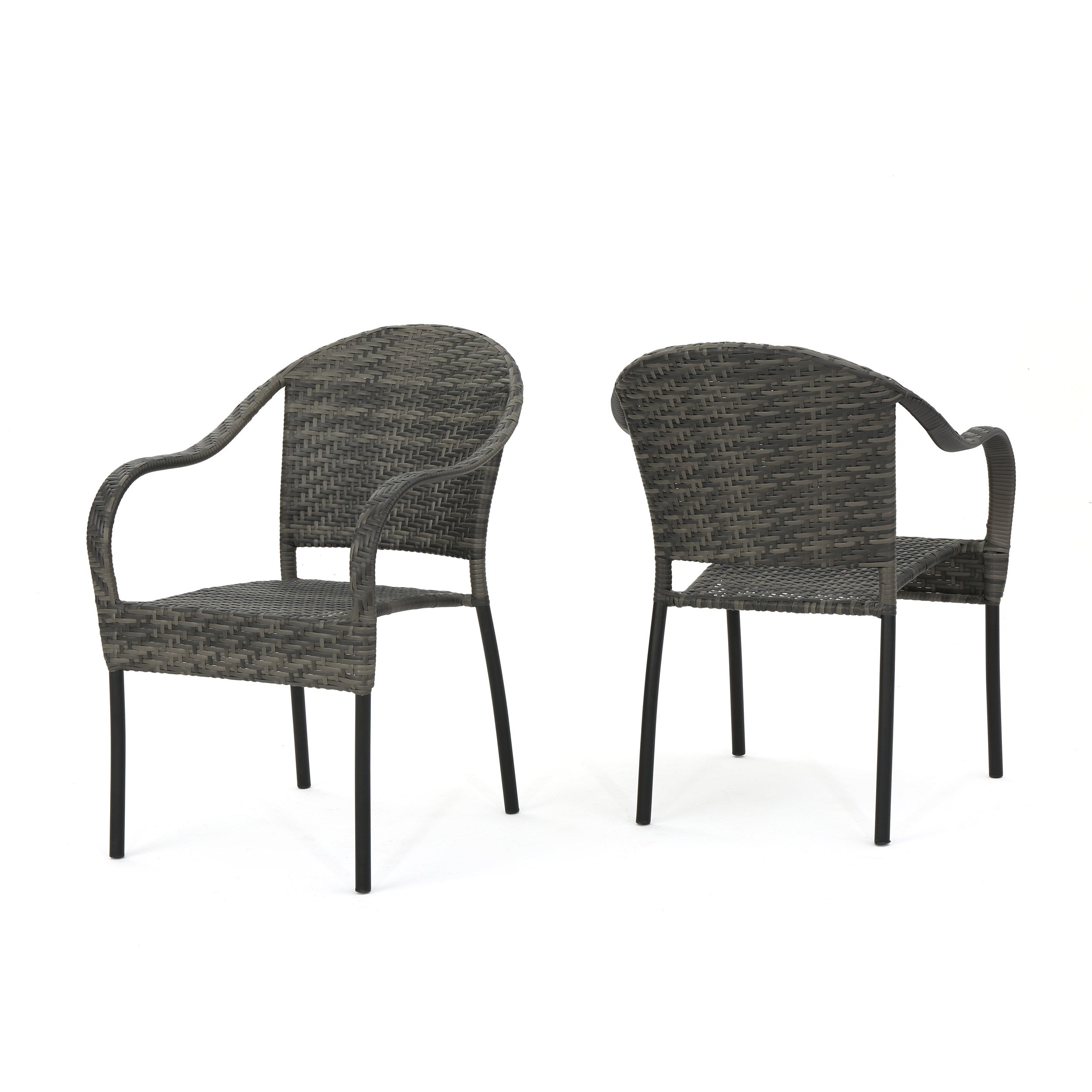 Livingston Outdoor Grey Wicker Chair (Set of 2)