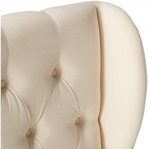 Tribeca King Size Wingback Button Tufted Beige Fabric Headboard - - 35780164