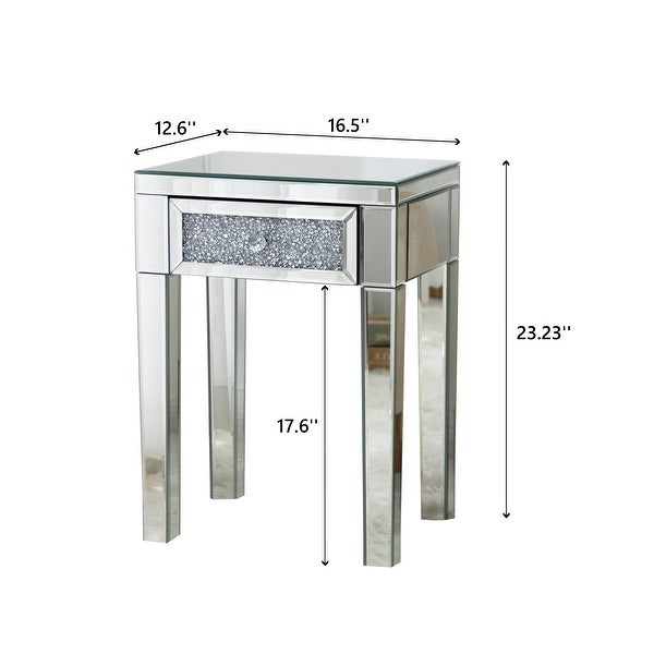 23.2'' Tall Mirrored Accent Table with 1 Drawer