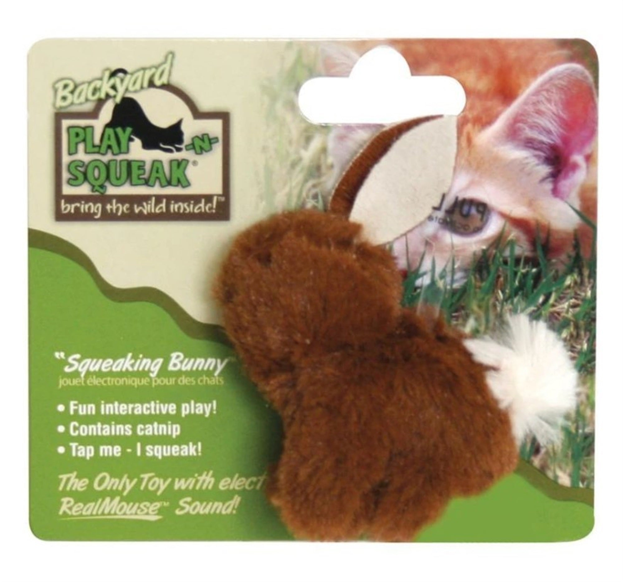 OurPets(#1010010782) Play-N-Squeak Catnip， Interactive Squeaking Bunny