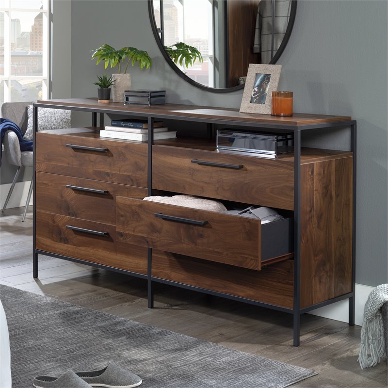 Sauder Nova Loft Engineered Wood Bedroom Dresser in Grand Walnut