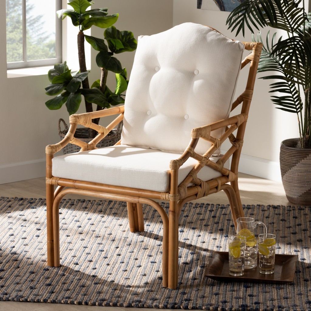 Wholesale Interiors Baxton Studio Sonia Modern and Contemporary Natural Finished Rattan Armchair - Wholesale Interiors Sonia-Natural-CC Arm