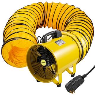 VEVOR Pivoting Utility Blower Fan 12 in. 550 Watt 1471 and 2295 CFM Portable Ventilator with 16 ft. Duct Hose for Exhausting GYGFJST12CSSCD5M1V1