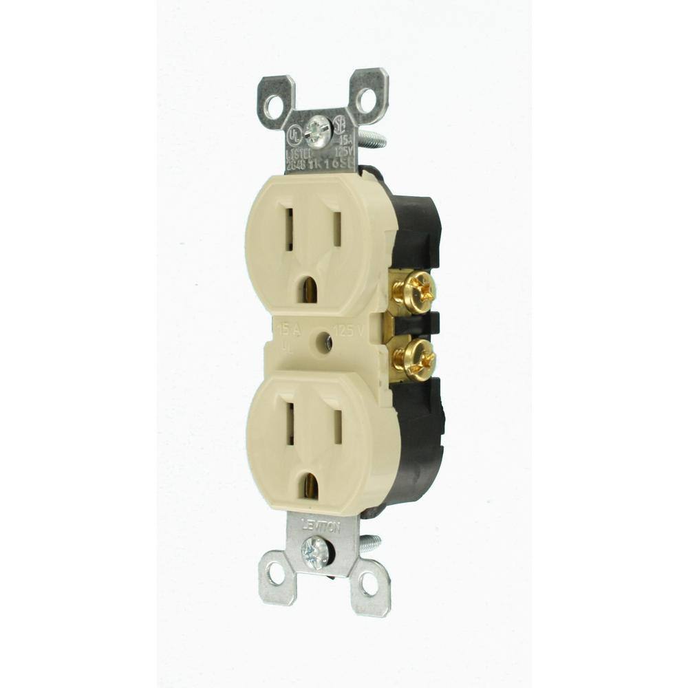 Leviton 15 Amp Residential Grade Grounding Duplex Outlet Ivory (10-Pack) M25-05320-IMP