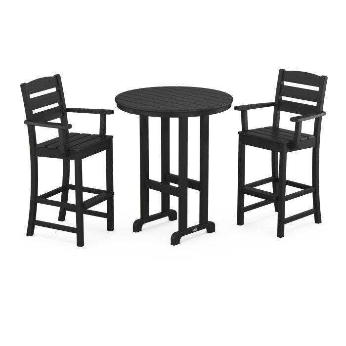 Polywood Lakeside 3-Piece Round Bar Arm Chair Set PWS612-1