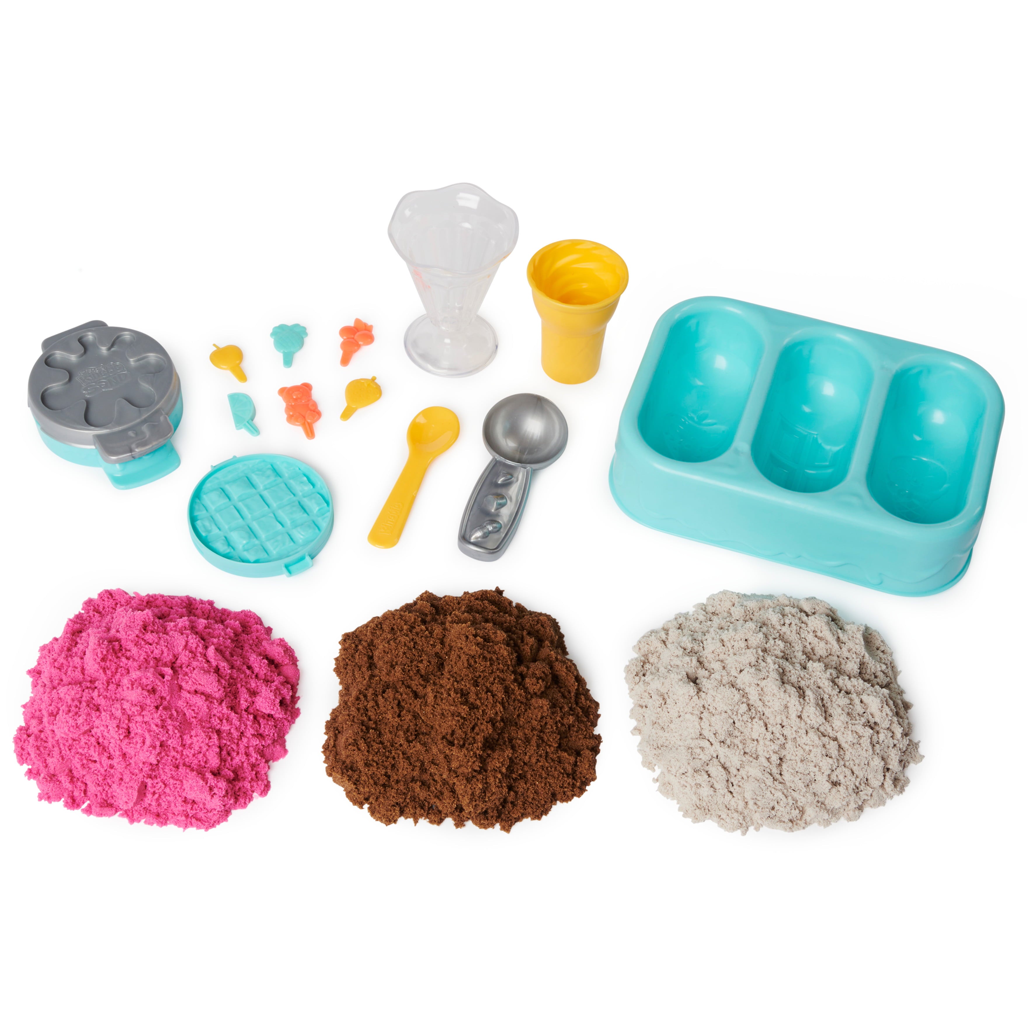 Kinetic Sand Scents, Ice Cream Treats Playset with 3 Colors of All-Natural Scented Play Sand and 6 Serving Tools, Sensory Toys for Kids Ages 3 and up