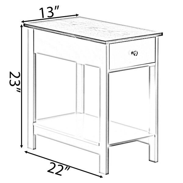 White Side Table With Drawer For Entryway，Living room，or Bedroom