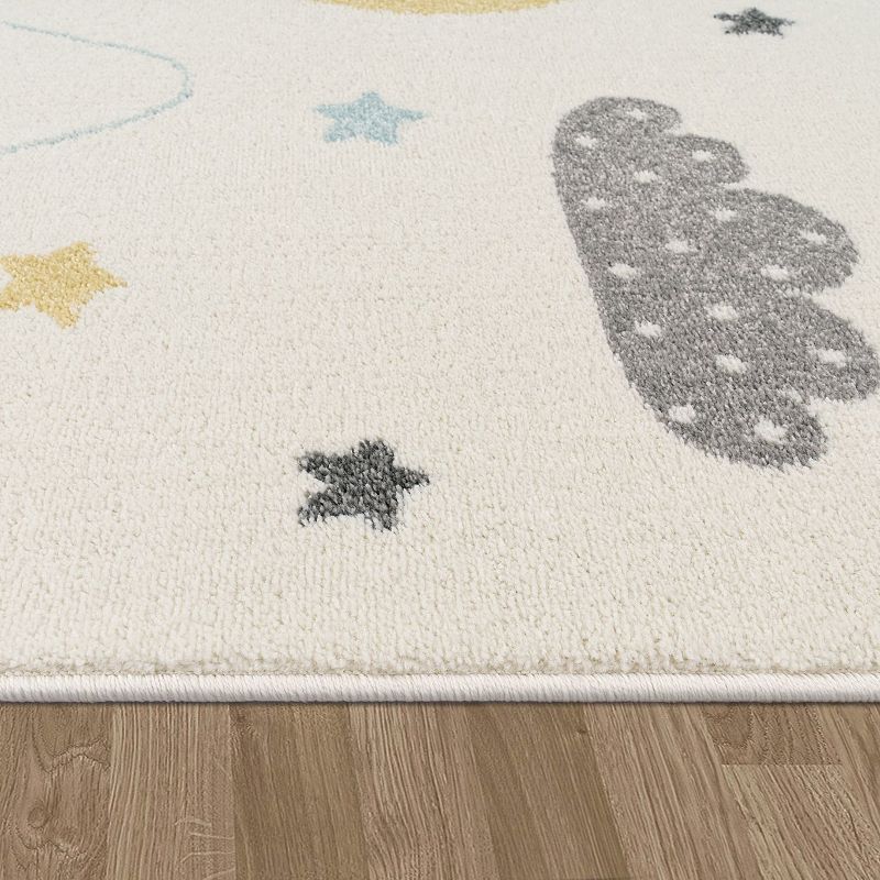 Kids Rug with Pastel Mountains dreamy Stars and Moon for Nursery