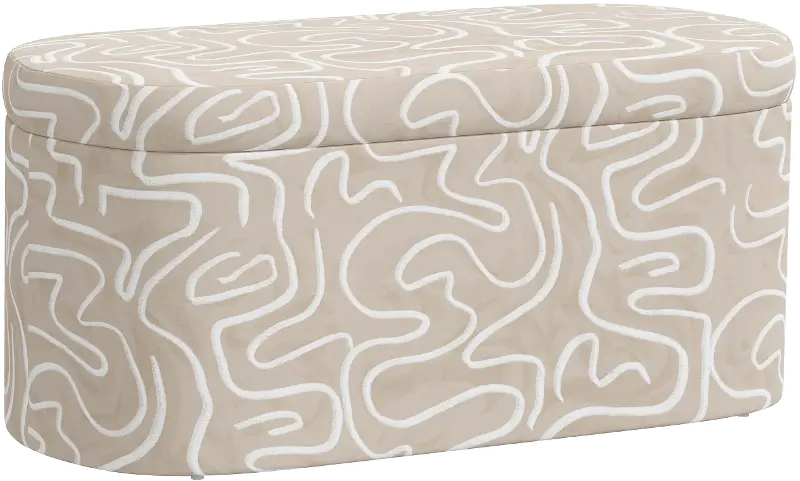 Frida Beige Abstract Print Storage Bench - Skyline Furniture