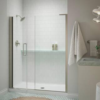 KOHLER Cursiva 60 in. W Pivot Shower Door in Anodized Brushed Nickel K-R707627-8L-BNK