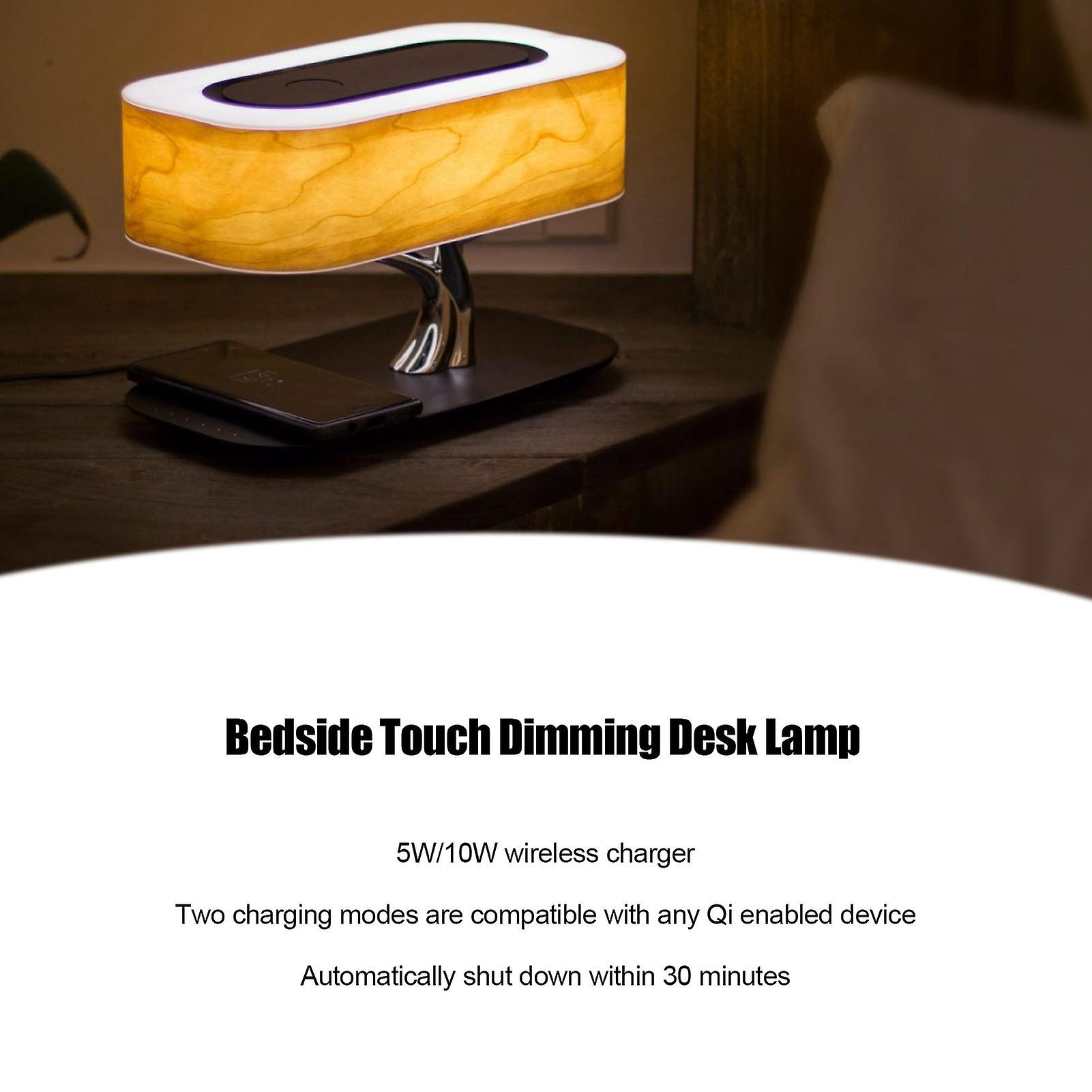 Charging Audio Wooden Touch Dimming Table Lamp For Bedside Living Room[us Plug]