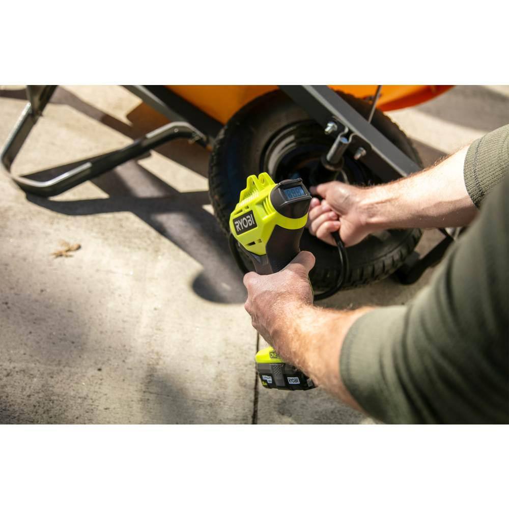 🎉Limited Time Offer🎉RYOBI ONE+ 18V Cordless High Pressure Portable Inflator with Digital Gauge and 2.0 Ah Compact Battery and Charger Starter Kit P737D-PSK005