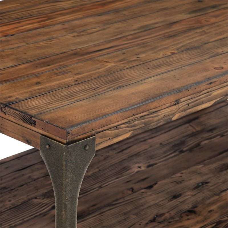 Magnussen Montgomery 36 quotRound Industrial Coffee Table in Bourbon   Industrial   Coffee Tables   by Homesquare  Houzz