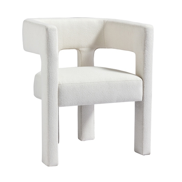 Linen Fabric Accent Chair Upholstered Contoured Arches Armchairs Barrel Side Chairs Kitchen Accent Dining Chair， Beige