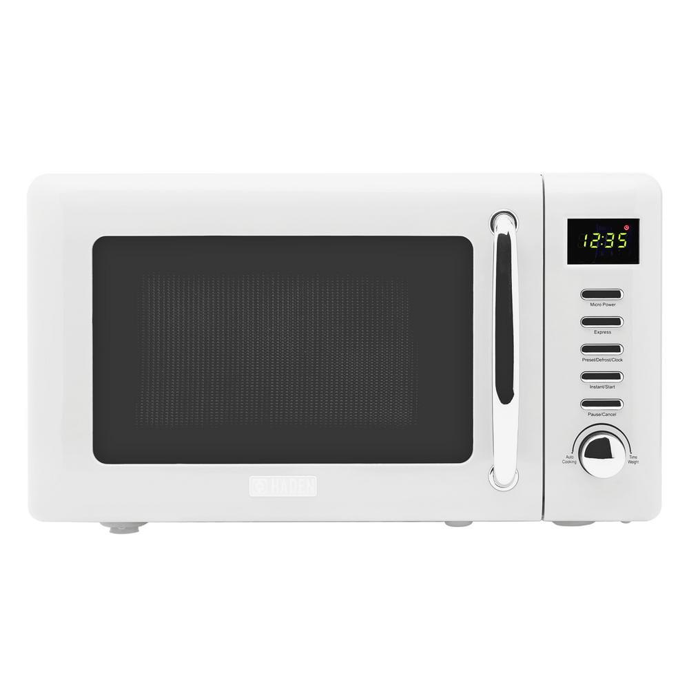 HADEN Heritage 700Watt 07 cu ft Countertop Vintage Retro Microwave in Ivory White with 95 in Turntable