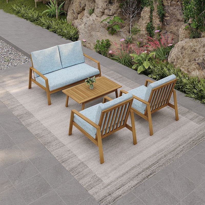 Dukap Saman Patio Loveseat， Chair and Coffee Table 4-piece Set