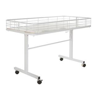 Econoco 48 in. D x 24 in. W x 31 in. H White Metal Grid 4-Wheeled Folding Storage Table DT48W