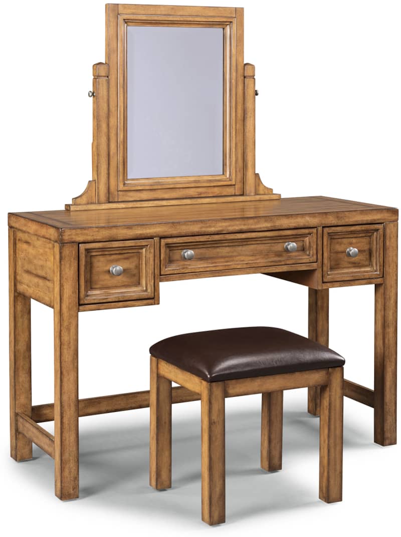 Homestyles Sedona Toffee Vanity and Mirror With Bench