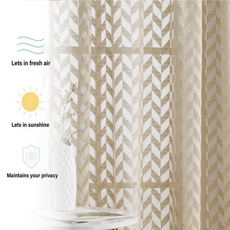 THD Herringbone Lace Sheer Rod Pocket Cafe Tiers - Set of 2