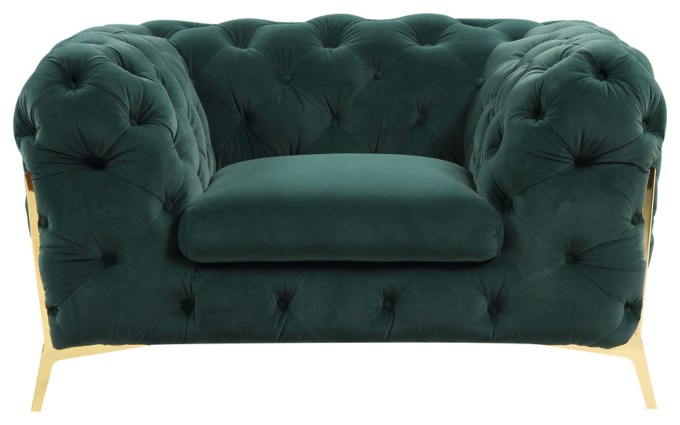 Divani Casa Quincey Transitional Emerald Green Velvet Sofa Set   Midcentury   Living Room Furniture Sets   by Vig Furniture Inc.  Houzz