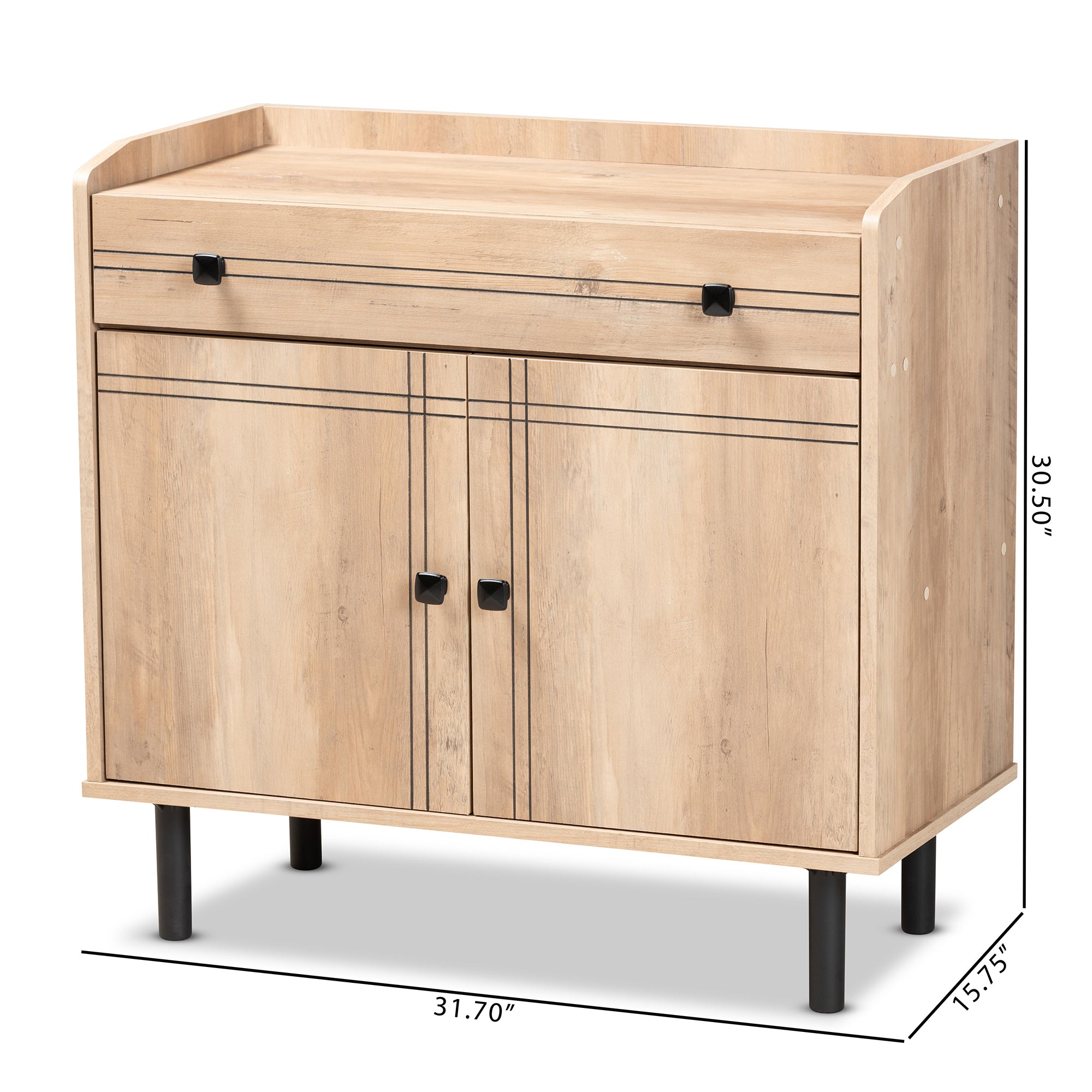 Baxton Studio Patterson Modern and Contemporary Oak Brown Finished Wood 2-Door Kitchen Storage Cabinet