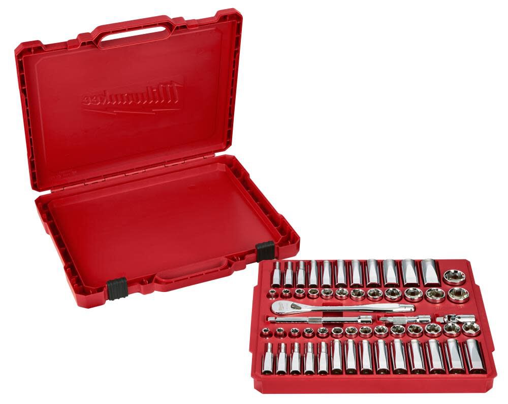 Milwaukee 3/8 in. Drive 56 pc. Ratchet and Socket Set - SAE and Metric 48-22-9008 from Milwaukee