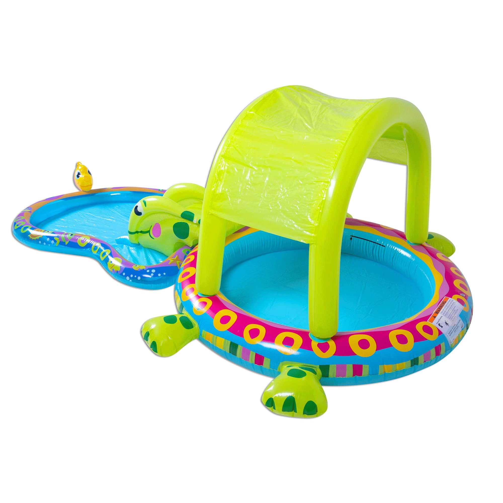 Banzai Shade 'N Slide Turtle Inflatable Kiddie Splash Pool Set with Sprinkler