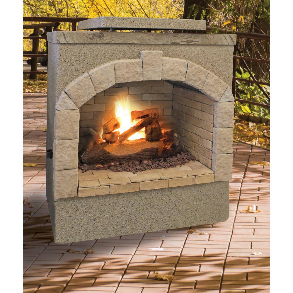 Cal Flame 59 in. Tile and Stucco Propane Gas Outdoor Fireplace 22-FRP906-ST