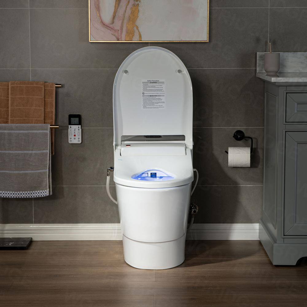 WOODBRIDGE Revel One Piece 1.1GPF1.6 GPF Dual Flush Elongated Toilet with Advance Smart Bidet Toilet in White HT737