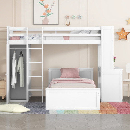 Twin Size Loft Bed with a Stand Alone Bed  Shelves...