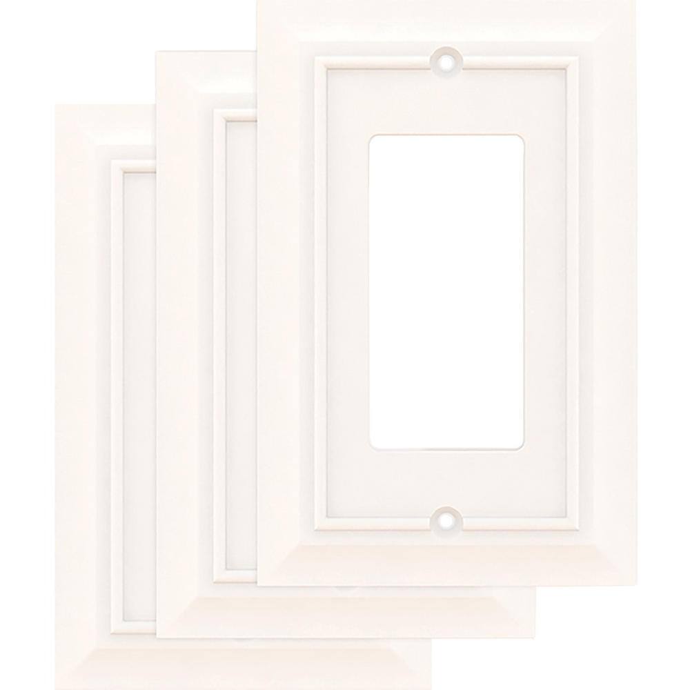 Hampton Bay Derby White 1-Gang Single DecoratorRocker Wall Plate (3-Pack) W31559C-W-K3