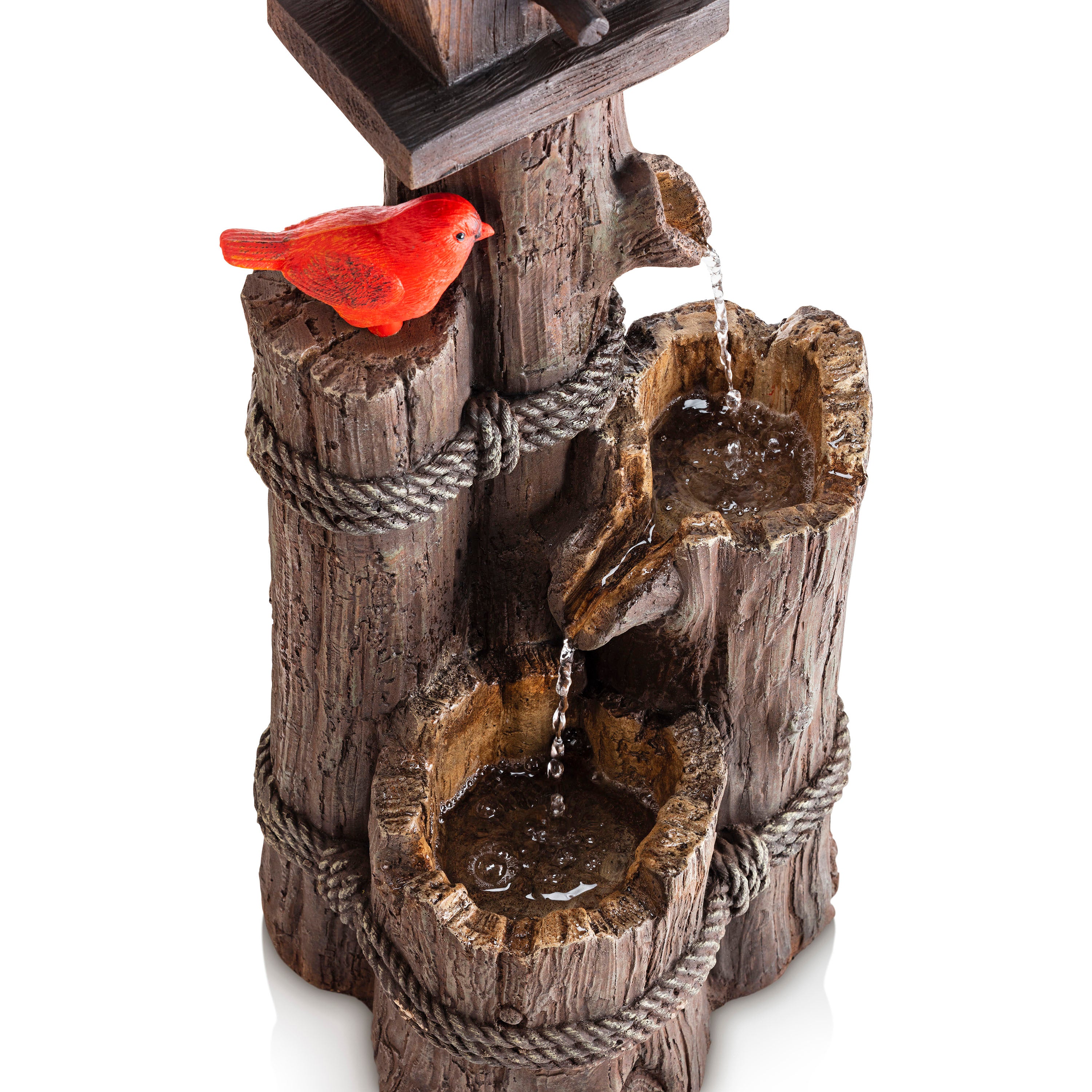 Alpine Corporation 35-Inch Fountain and Birdhouse with Cardinal Figurine