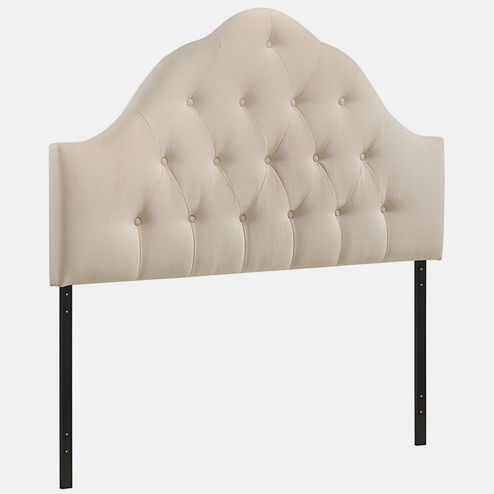 Brighton Full Size Ivory Fabric Upholstered Button Tufted Headboard