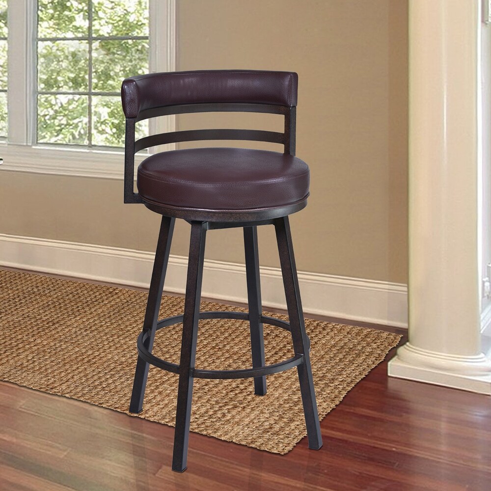 Madrid Modern Swivel Counter/Bar Stool in Faux Leather and Metal