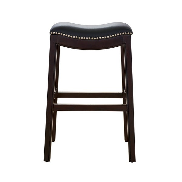 New Ridge Home Goods Julian Barstool with Black Faux Leather Seat