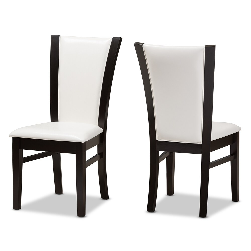 Contemporary 5 Piece White Faux Leather Dining Setby Baxton Studio