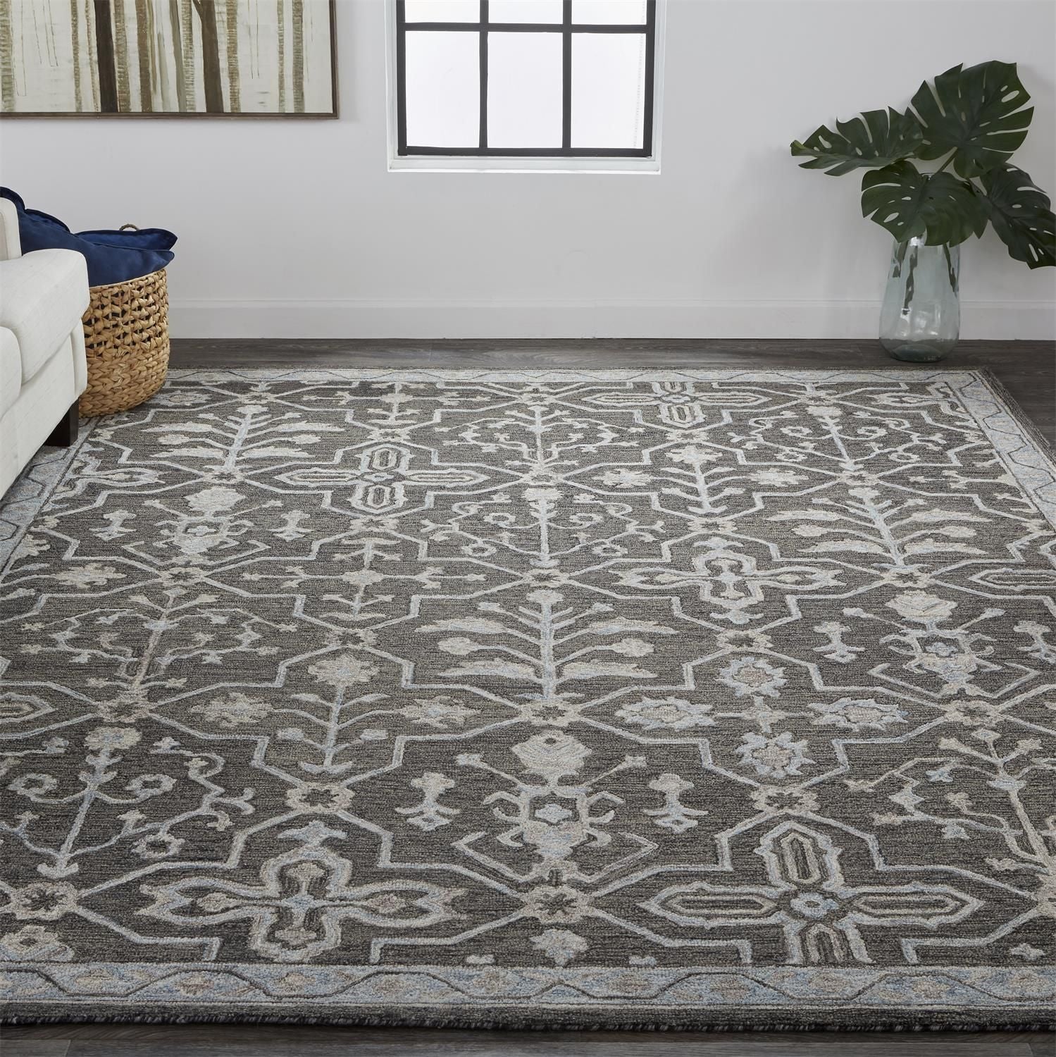 Faris Gray and Blue Rug by BD Fine