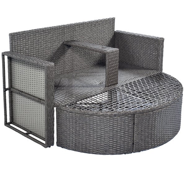 2-Piece All-Weather PE Wicker Conversation Set ，Rattan Sofa Set - Overstock - 35379045