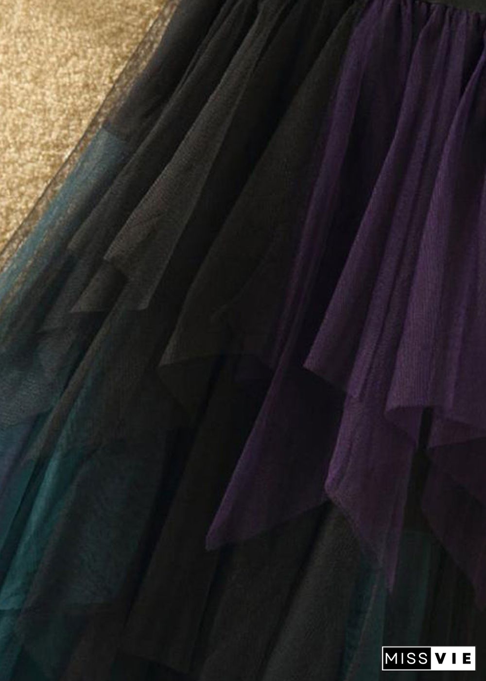 Art Casual Tulle Asymmetrical Patchwork Fall Skirt