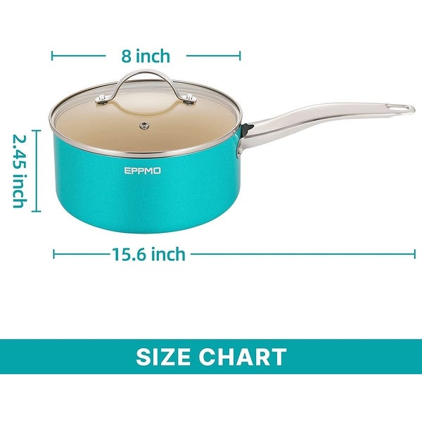 2.9 qt. Ceramic Aluminum Nonstick Sauce Pan in Blue with Lid