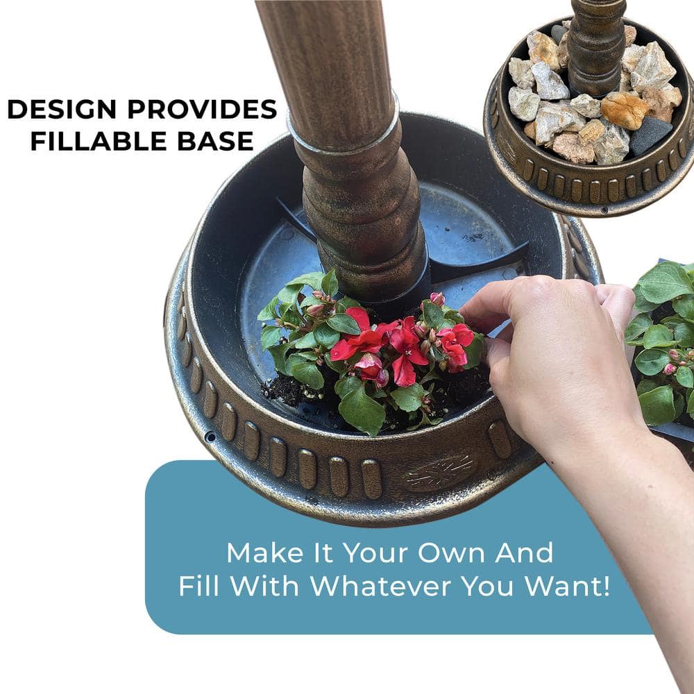 BACKYARD EXPRESSIONS PATIO · HOME · GARDEN Bronze Resin Birdbath with Built-In Planter 905493