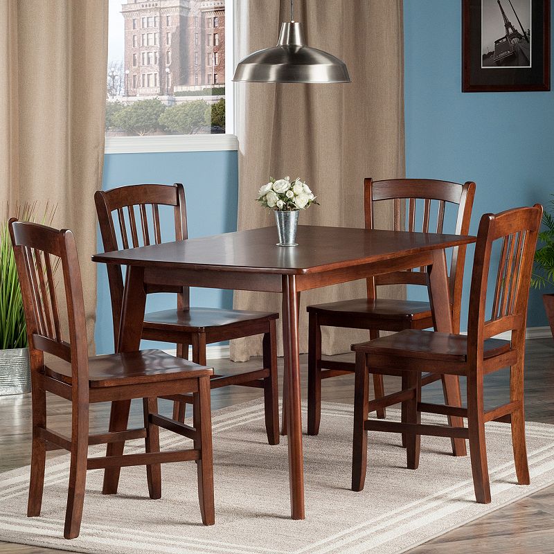 Winsome Shaye Dining Table and Slatback Chair 5-piece Set