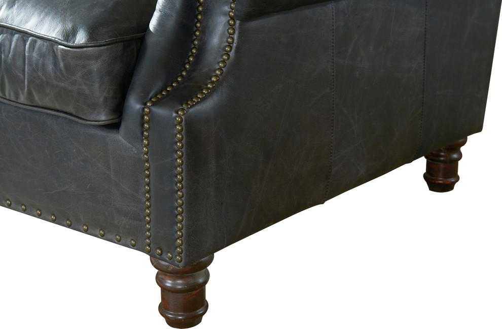 Vintage Leather English Rolled Arm Love Seat  Slate   Traditional   Loveseats   by Crafters and Weavers  Houzz