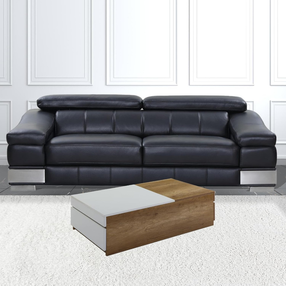 Modern Rectangular Coffee Table  Wooden Frame With 2 Storage Drawers  White/Oak   Modern   Coffee Tables   by Decor Love  Houzz