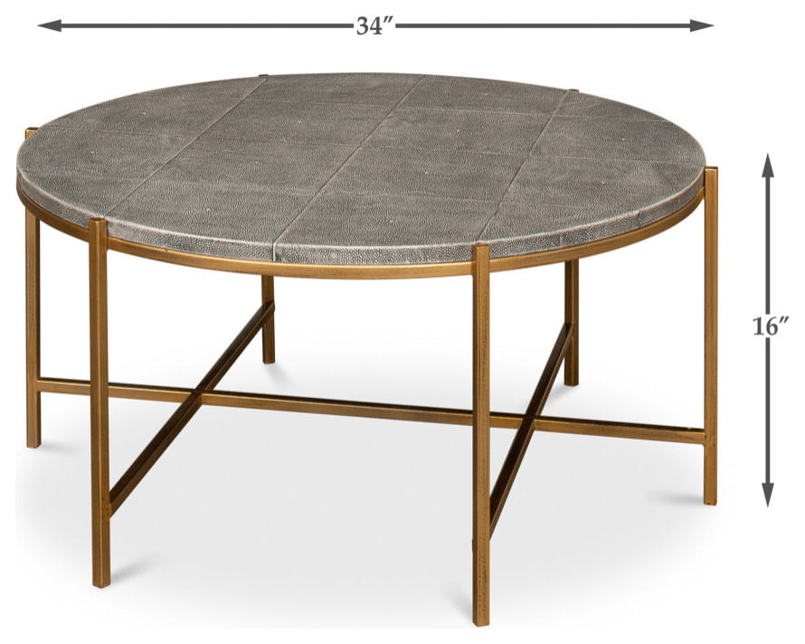 Mid Century Round Leather Cocktail Table   Contemporary   Coffee Tables   by English Georgian America  Houzz