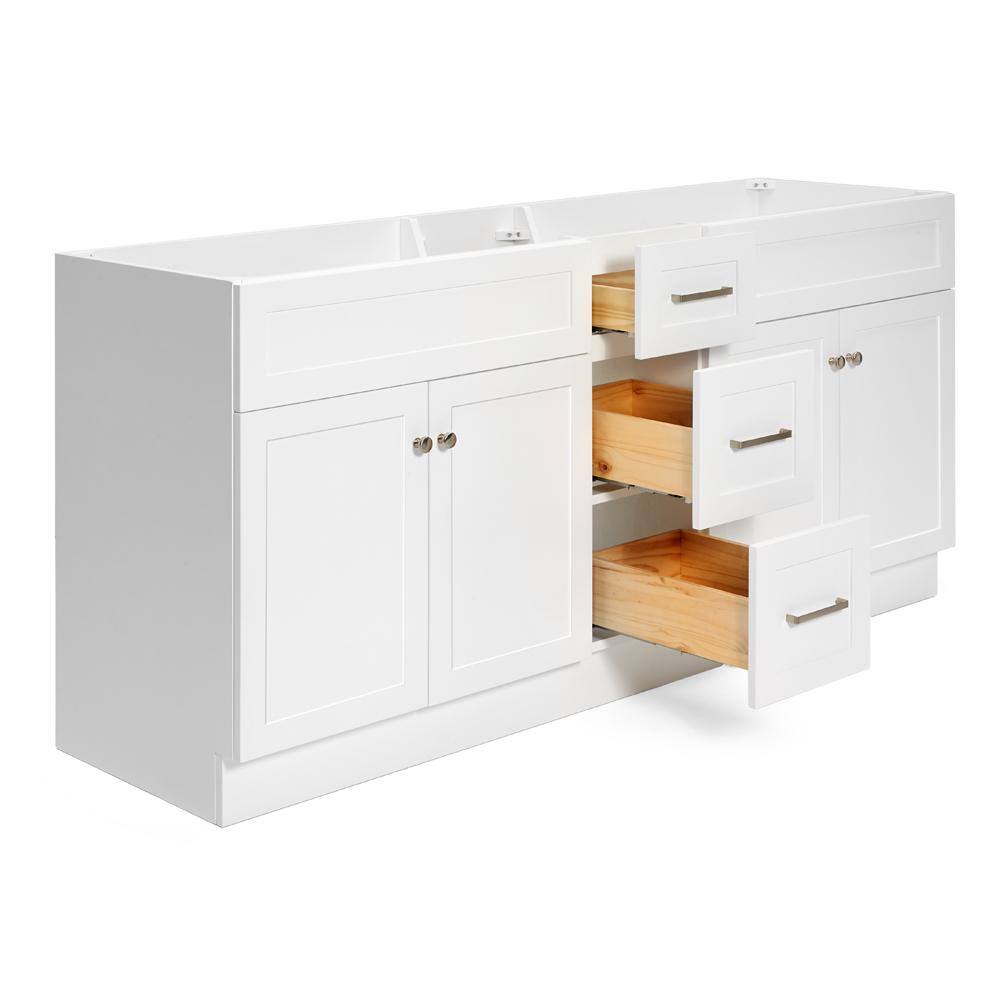 ARIEL Hamlet 72 in. W x 21.5 in. D x 33.5 in. H Bath Vanity Cabinet Only in White F073D-BC-WHT